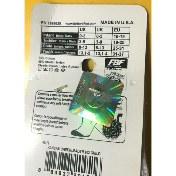 KU Kansas Univ SOCKS Child size 8-13 age 2-4 - Picture 3 of 12